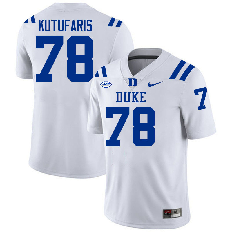 Duke Blue Devils #78 Nathan Kutufaris College Football Jersey Stitched-White